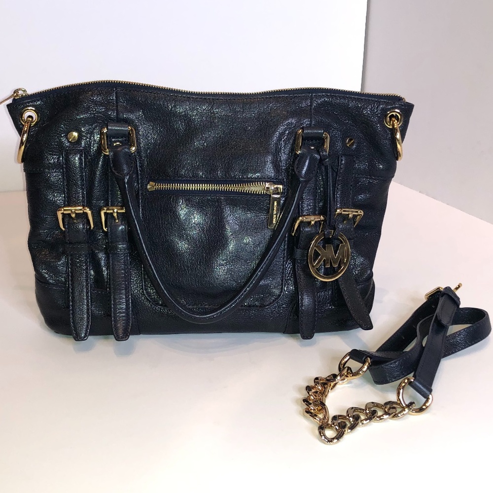Michael Kors Navy Blue Leather Buckle Messenger